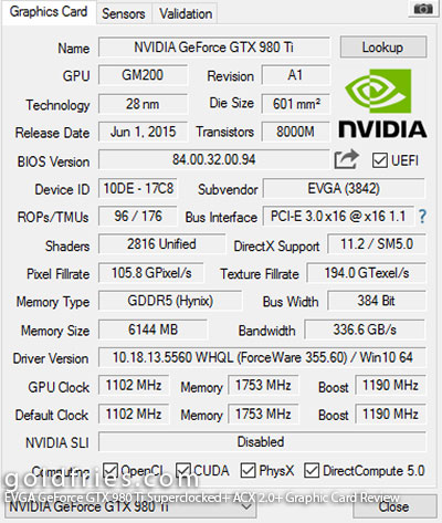 EVGA GeForce GTX 980 Ti Superclocked+ ACX 2.0+ Graphic Card Review