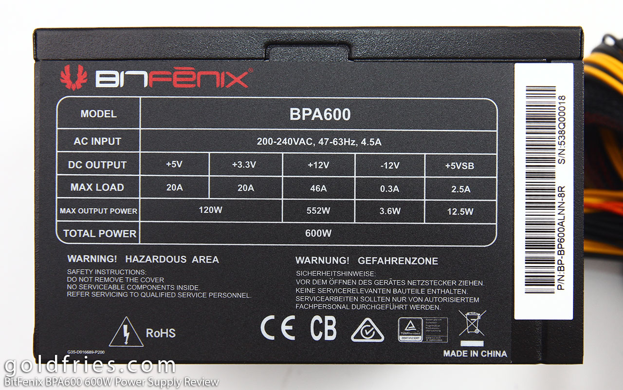 BitFenix BPA600 600W Power Supply Review
